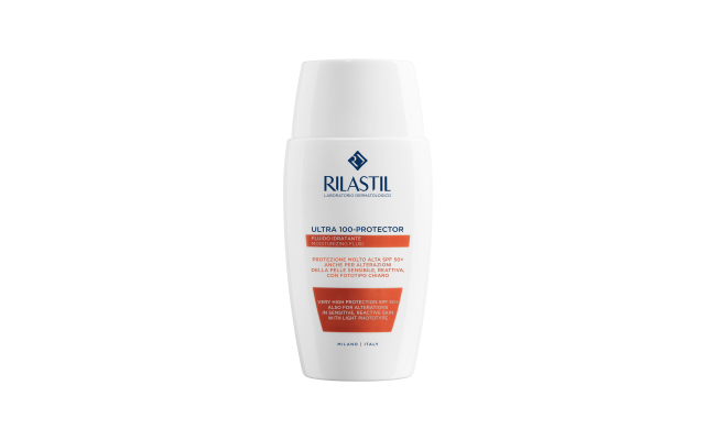 Rilastil Ultra 100-Protector Moisturizing Fluid SPF 50+ Sensitive and Reactive Skin With Light Phototype 50 ml